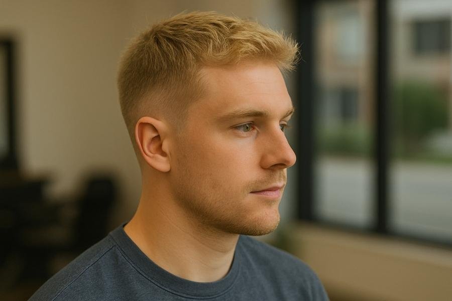 Blonde low Taper hair Style