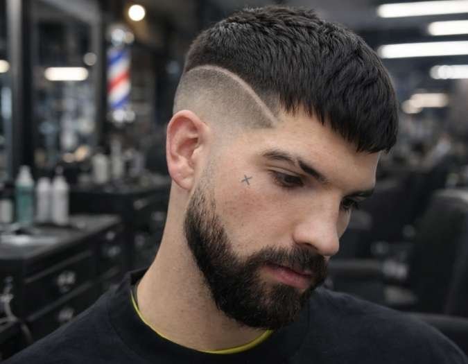 Caesar Fade with Line