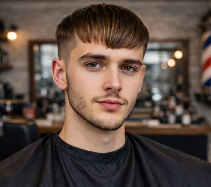 Caesar Haircut with Fade