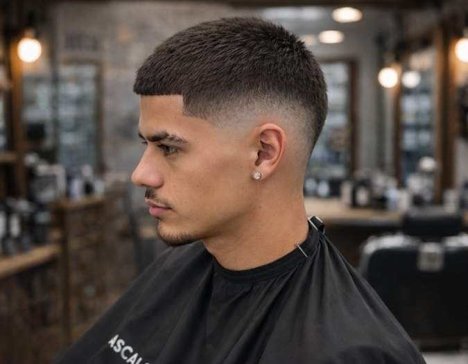 Caesar Haircut with High Fade