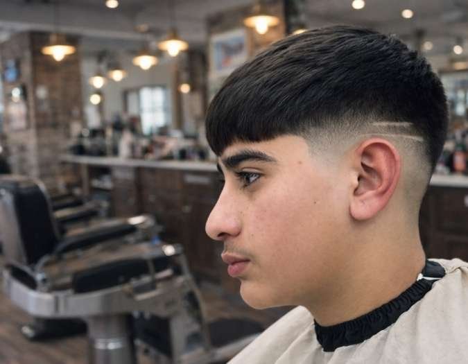 Caesar Haircut with Straight Hair