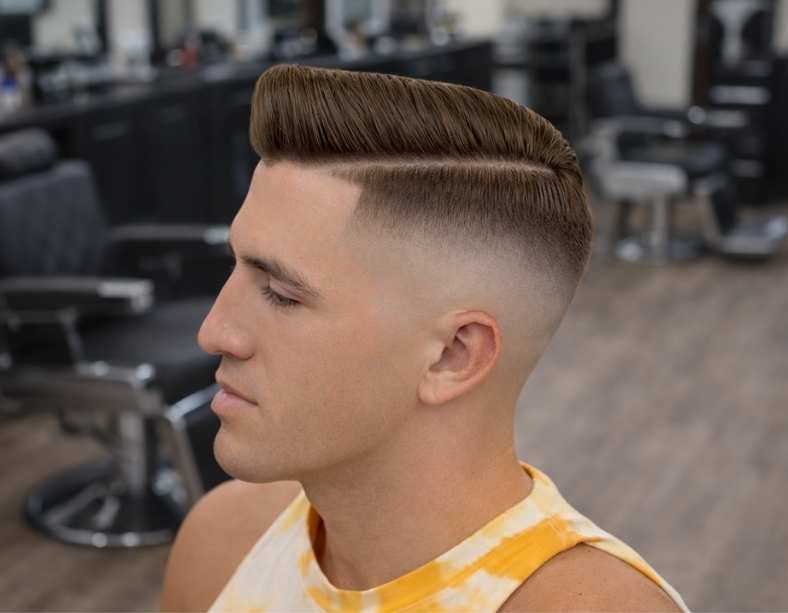 Faded Side Part With Straight Hair