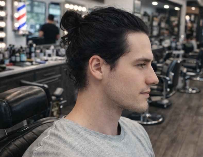 Long Hairstyle with Top Knot