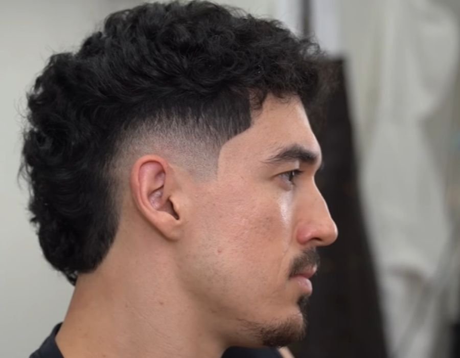 Low Burst Fade Curly Hair for man