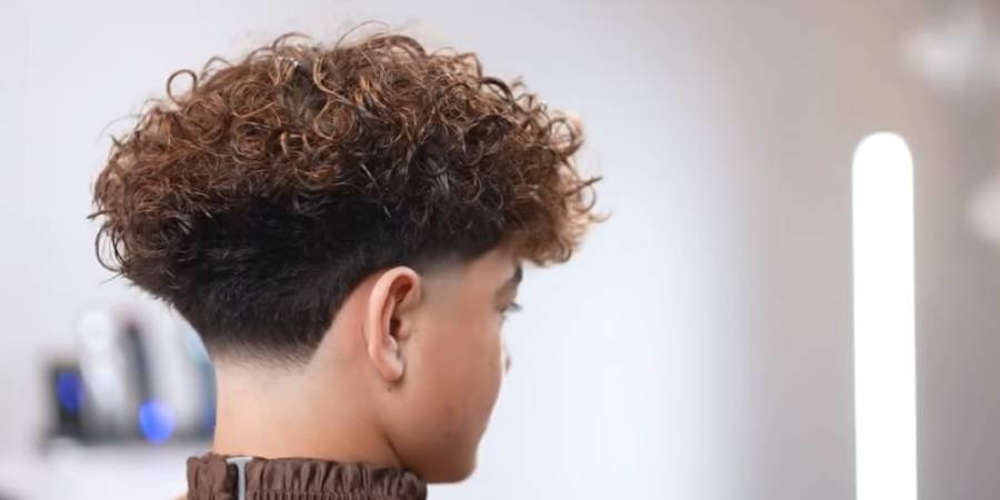 Low Taper Fade Curly Fringe