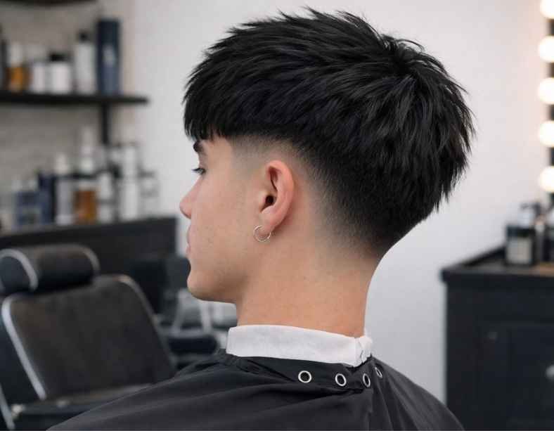 Low Taper Fade With Straight Hair