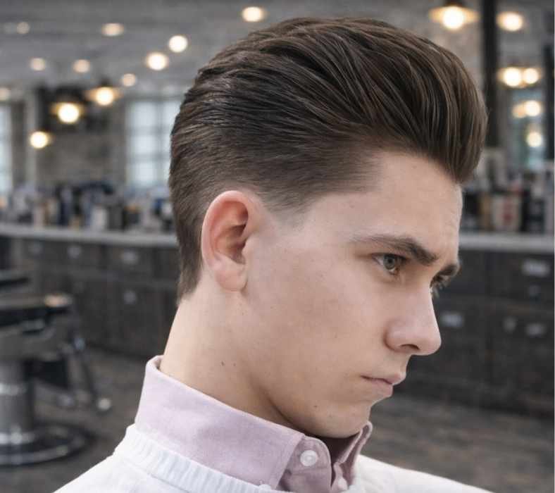Modern Pompadour Haircut and Low Taper Fade