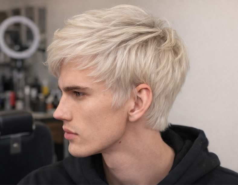 Straight Blonde Hairstyle Men