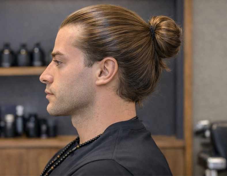 Straight Hair Man Bun