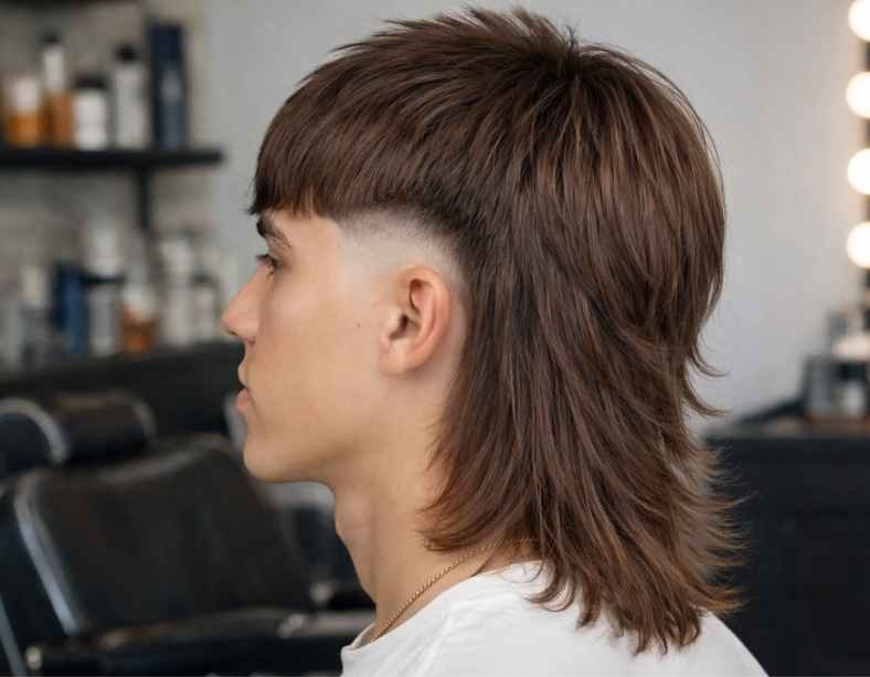 Straight Hair Mullet Men