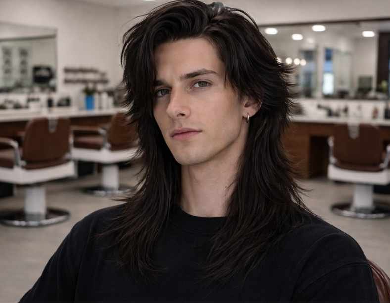 Straight Long Hair Wolf Cut Men