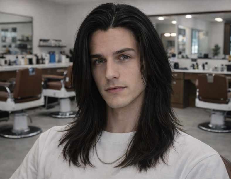 Straight Long Hair with Widow’s Peak