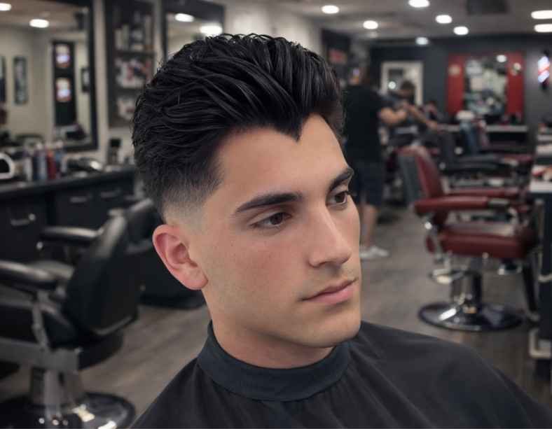 Widow’s Peak Haircuts Swept Back