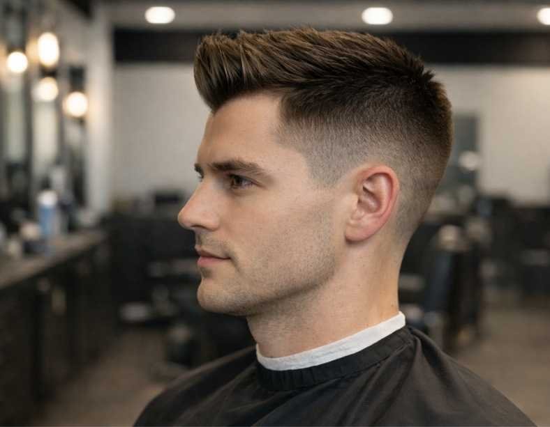 Widow’s Peak Haircuts With Short Taper Fade