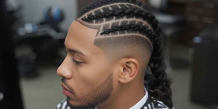 Low Taper Fade with Braids hair style