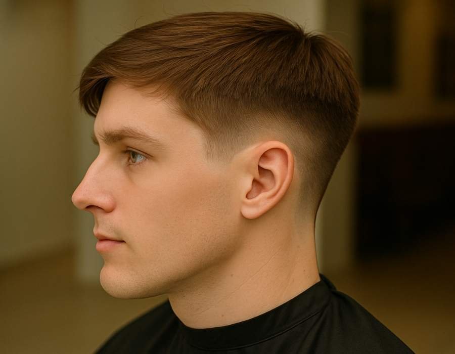 Low Taper with Straight Hair
