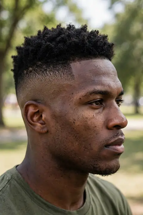 high fade para hombre con degradado alto y contraste marcado