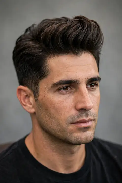 quiff para hombre con frontal levantado y laterales degradados