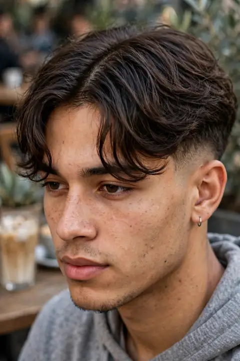 middle part para hombre con raya central y caída a los lados