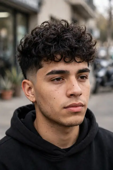broccoli cut para hombre con parte superior voluminosa y laterales en fade