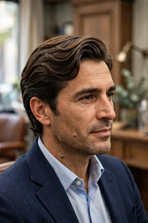 corte old money para hombre con acabado pulido y sofisticado