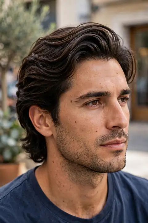 bro flow para hombre con melena media peinada hacia atrás