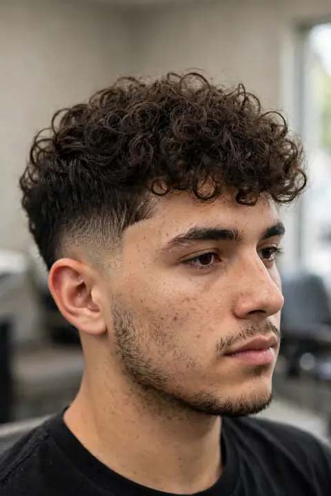 low taper con rizos definidos para hombre