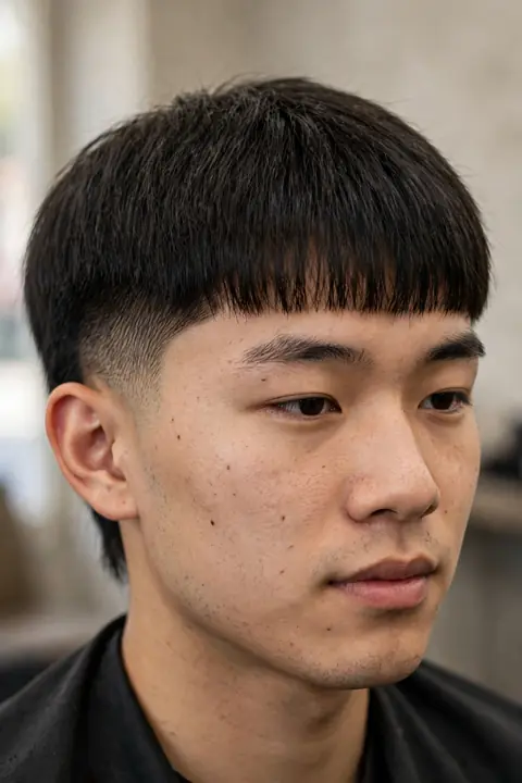 low taper con flequillo recto para hombre