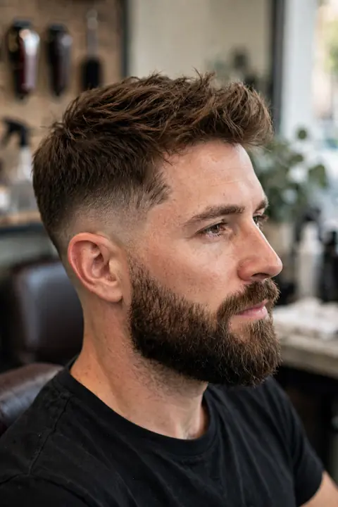 low taper con barba arreglada para hombre