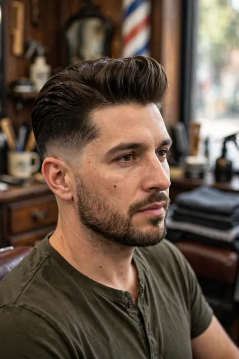 low taper con pompadour clásico para hombre