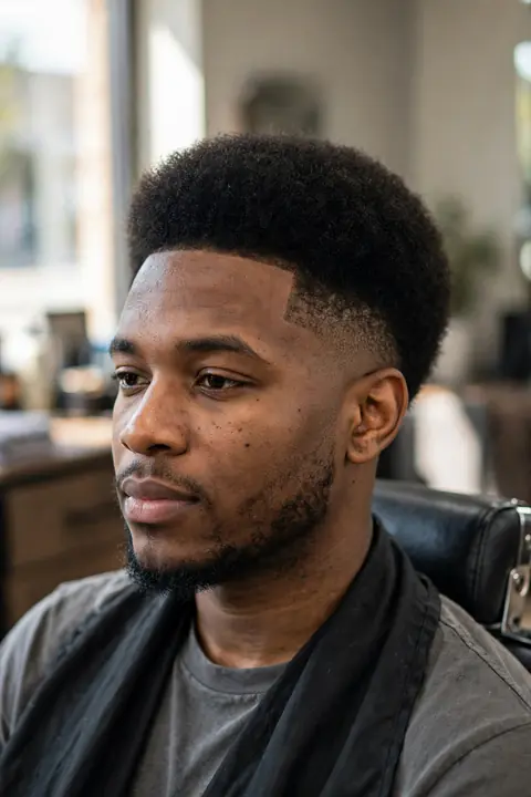 low taper con afro para hombre