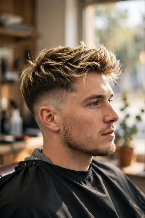 low taper con mechas rubias para hombre