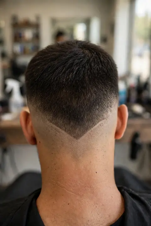 low taper con nuca degradada en forma de pico para hombre