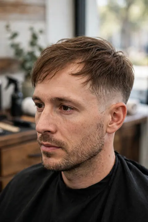 low taper para cabello fino con capas para hombre