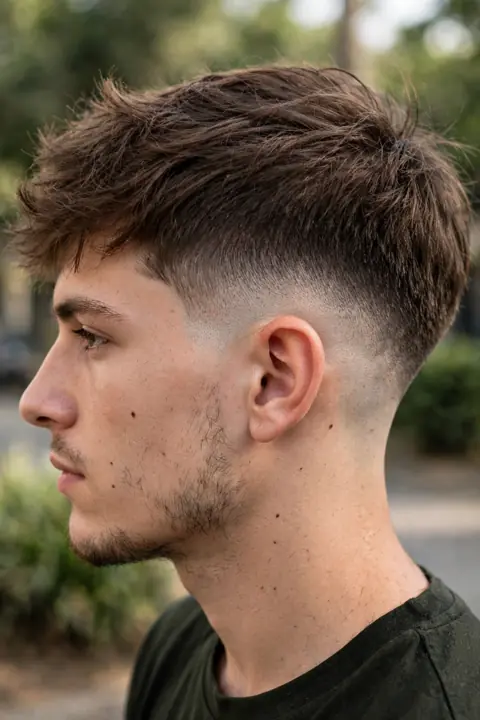 vista lateral de un low taper bien definido para hombre