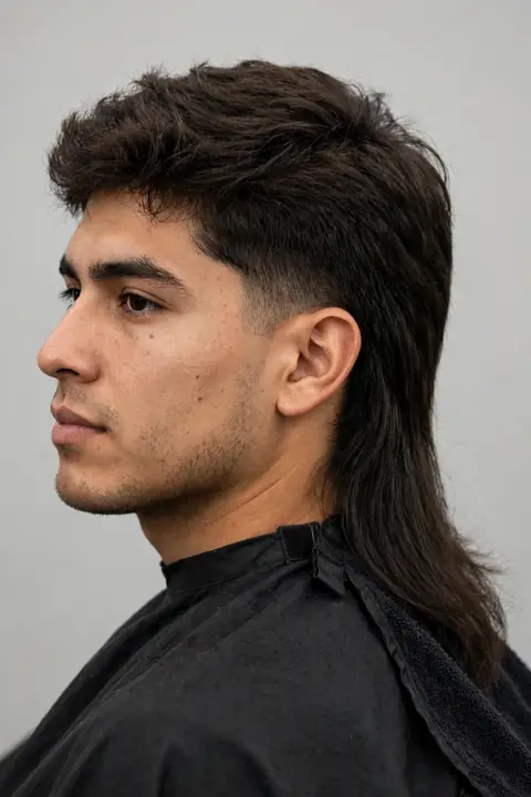 corte mullet hombre clásico con laterales cortos y nuca larga