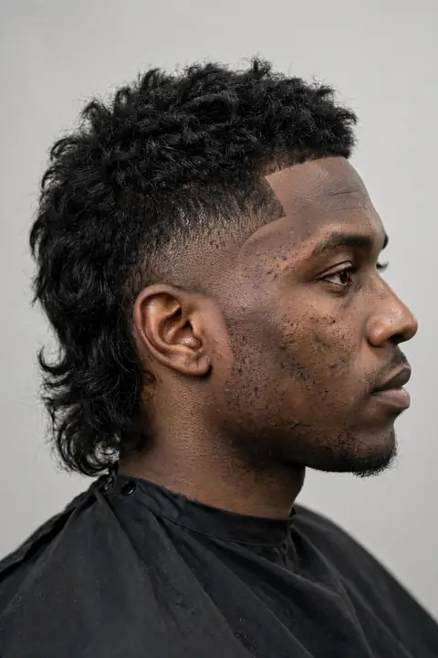 mullet hombre fade con degradado en los laterales