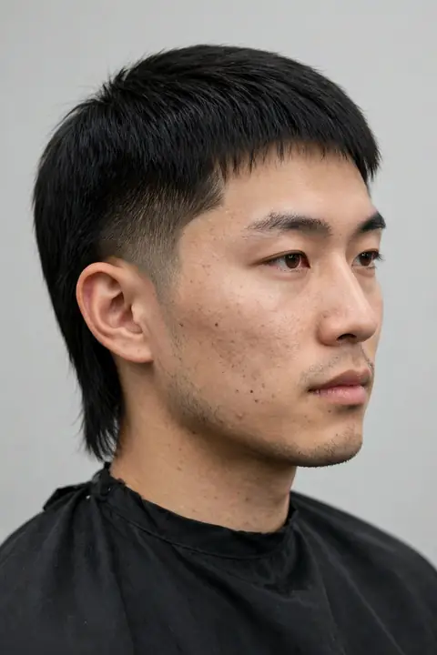 mullet hombre corto con nuca de largo moderado