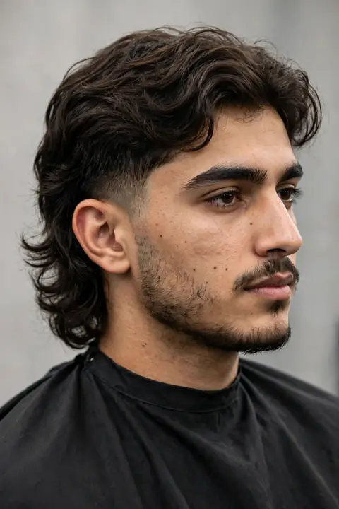 mullet hombre ondulado con ondas naturales