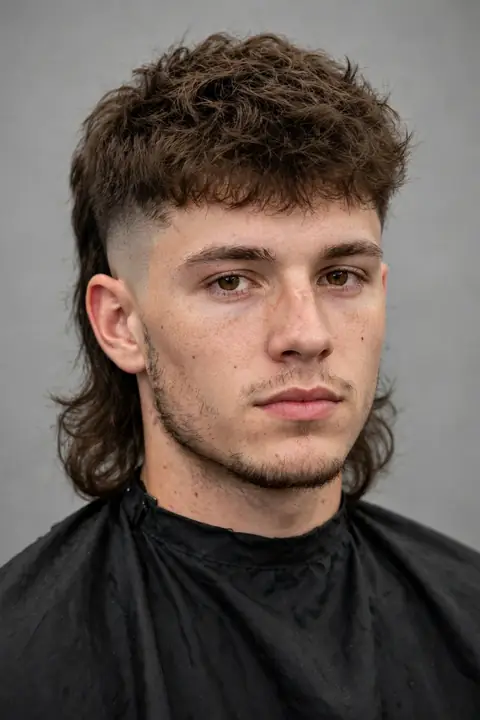 mullet hombre con laterales rapados a máquina