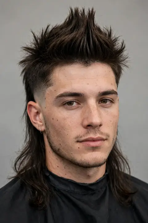 mullet hombre faux hawk con cresta suave