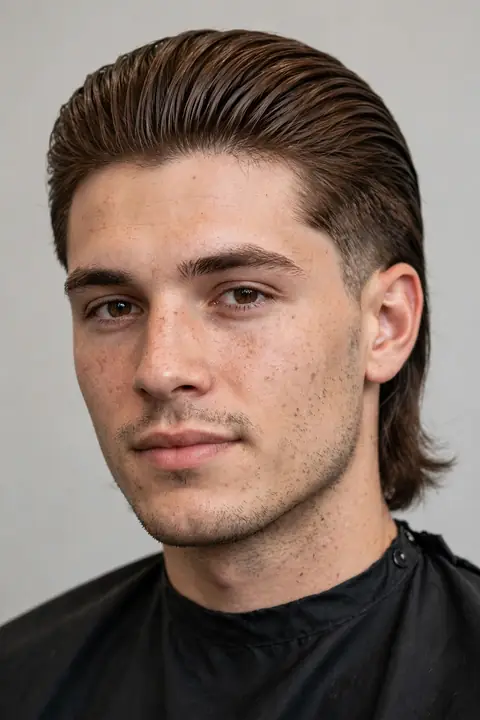 mullet hombre elegante con acabado pulido