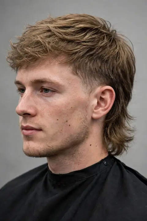 mullet hombre con cabello fino y capas