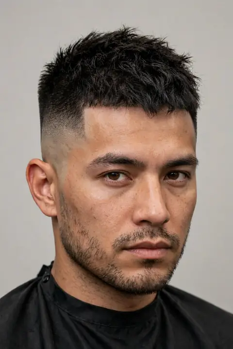 high taper fade para hombre con crop texturizado