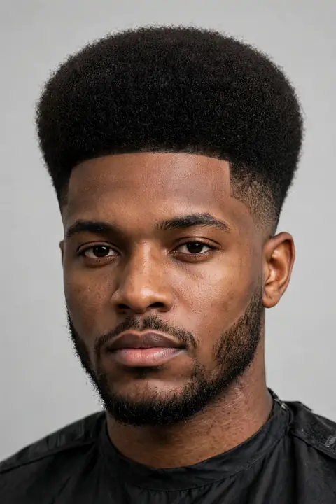 taper fade para hombre con afro redondeado