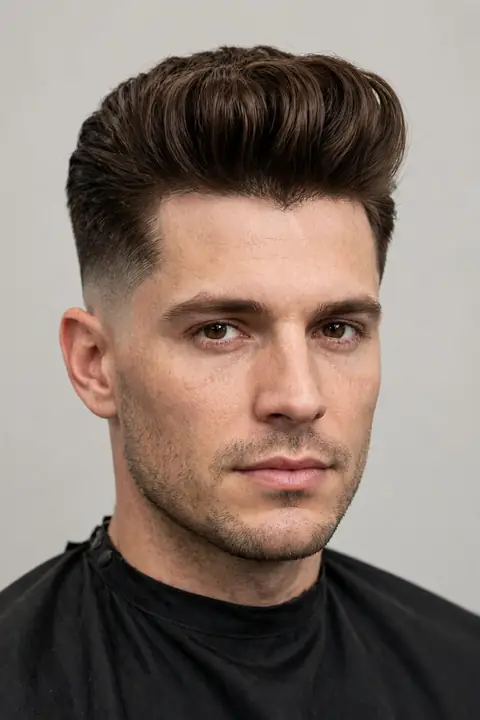 taper fade para hombre con pompadour clásico