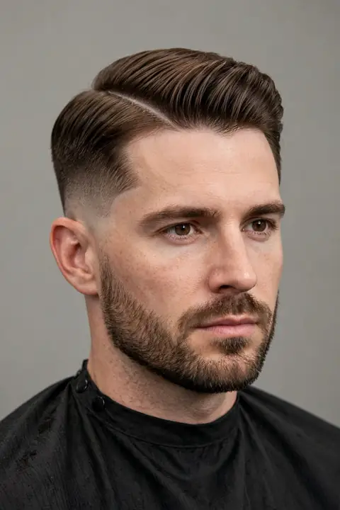 taper fade para hombre con raya lateral marcada