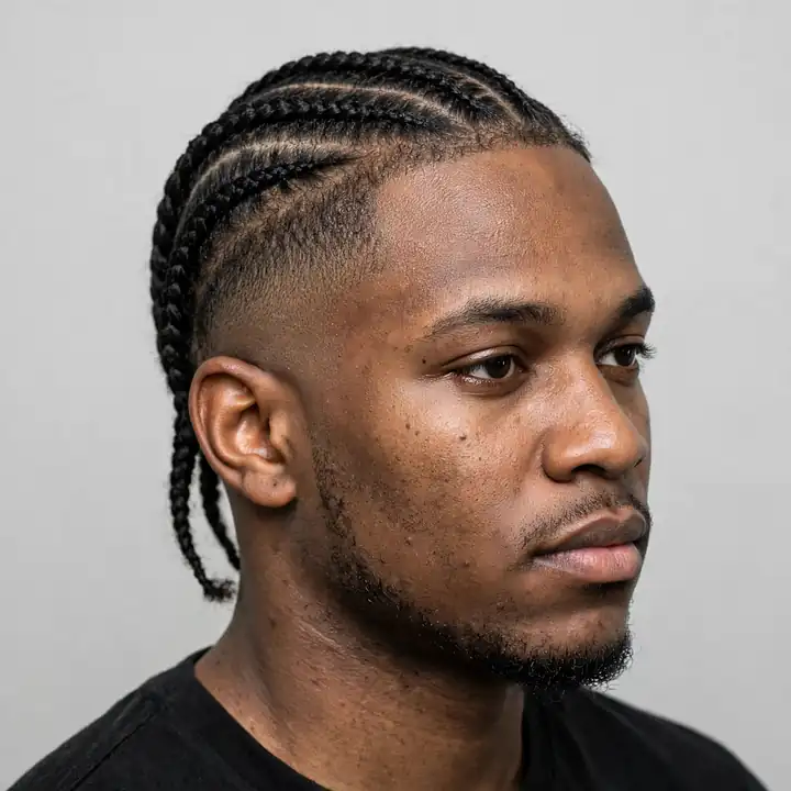 taper fade para hombre con trenzas
