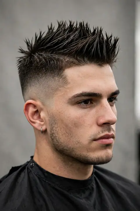 taper fade para hombre con faux hawk