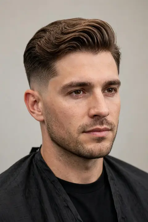 taper fade para hombre con comb over